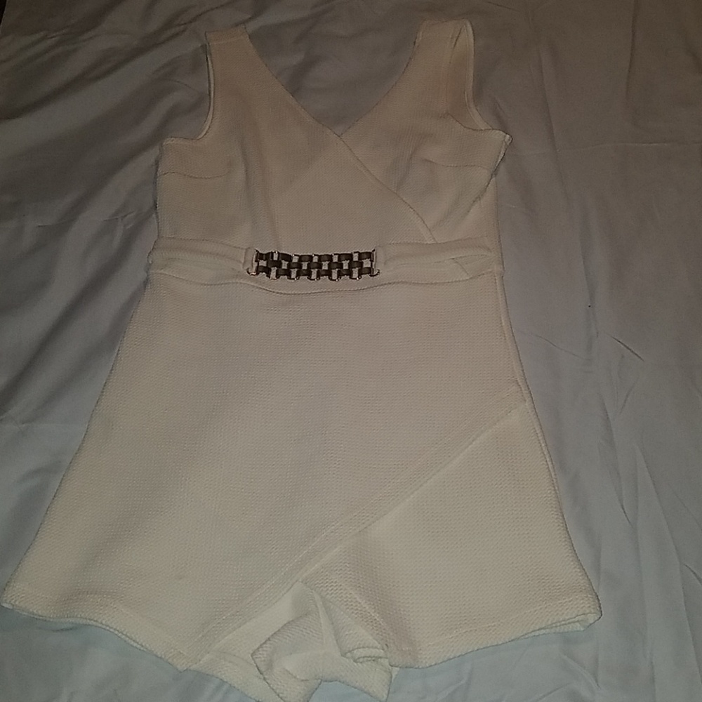 Cream textured romper